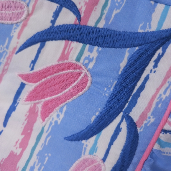 Smart Time Vintage Cotton Poly Embroidered Tulip House Spring Dress Medium - Picture 10 of 13